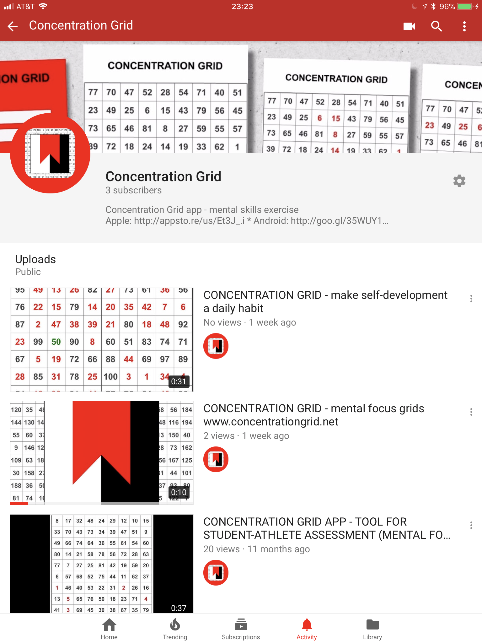 CONCENTRATION GRID - mental skills training exercise/app (mental focus ...