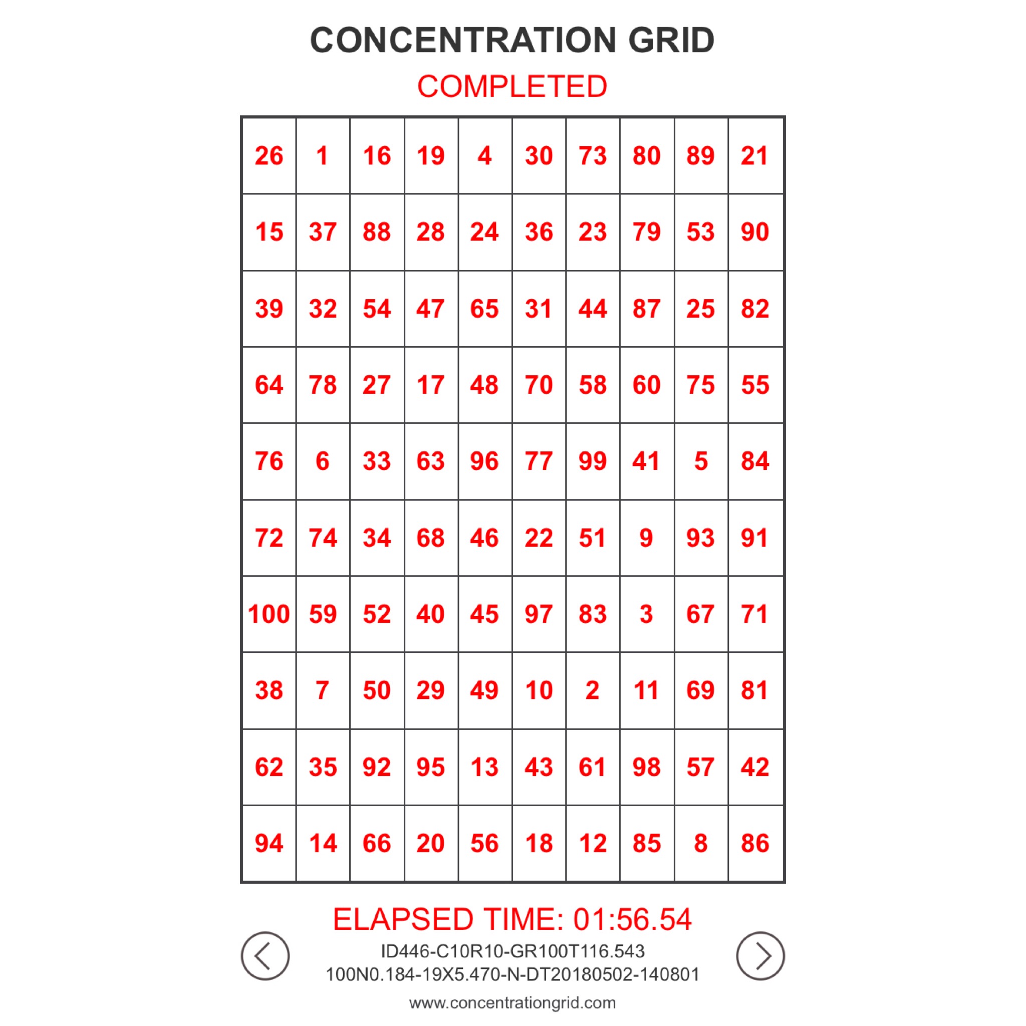 CONCENTRATION GRID - mental skills training exercise/app (mental focus ...